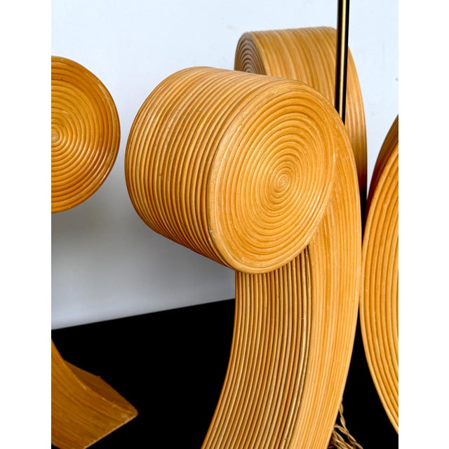 Brown Large Pair Sculptural Modernist Pencil Reed Scroll Lamps, 1980s For Sale - Image 8 of 9