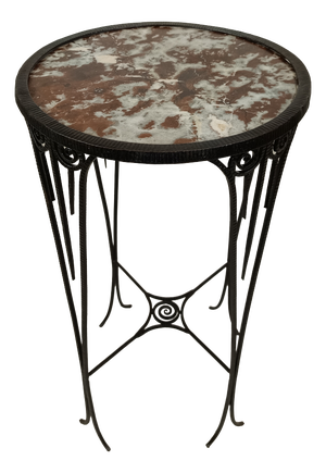 Art Deco Wrought Iron and Marble Side Table, 1920s