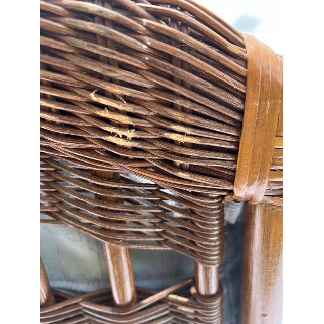 Vintage Mid-Century Bielecky Brothers, Rattan, and Wicker Wingback Lounge Chair For Sale - Image 14 of 15