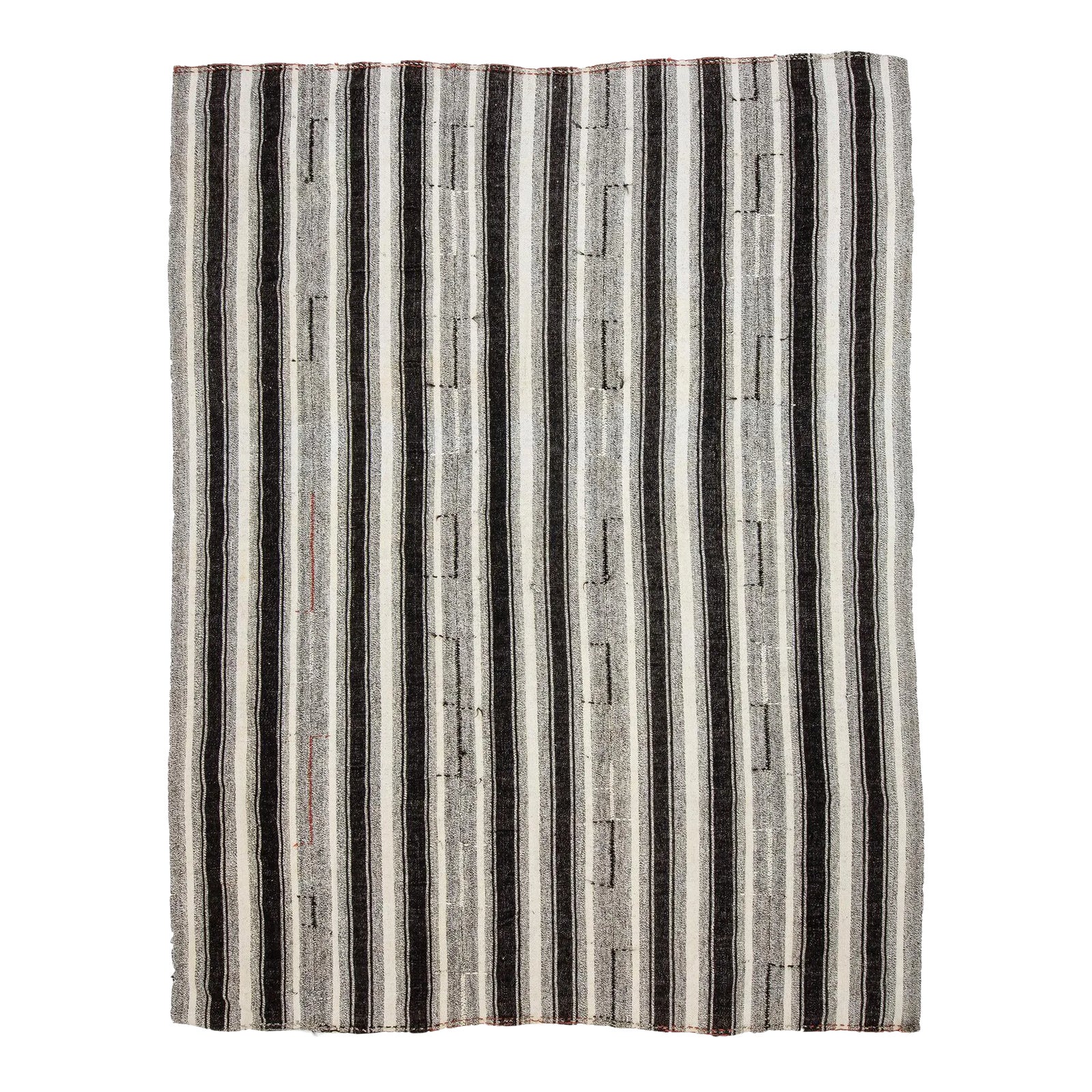Vintage Black & Gray Striped Kilim Rug 8′ × 10′2″ Chairish