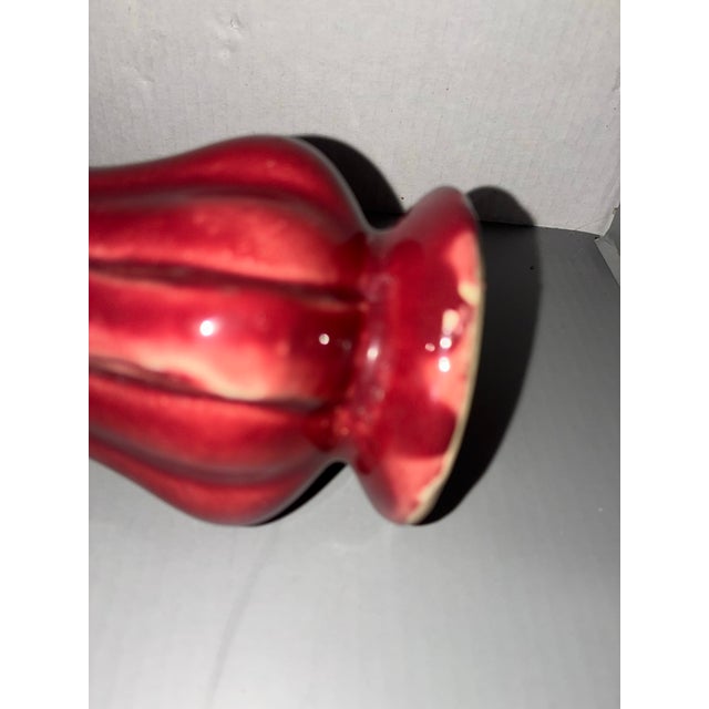 Art Deco 1940’s Rare Vintage McCoy Petal Leaf Flared Vase - Mauve Burgundy Gloss Glaze For Sale - Image 3 of 12