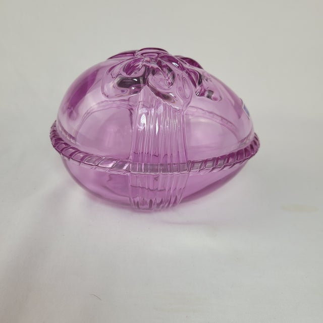Late 20th Century Marquis by Waterford Crystal Egg Trinket Box With Bow in Box For Sale - Image 5 of 16