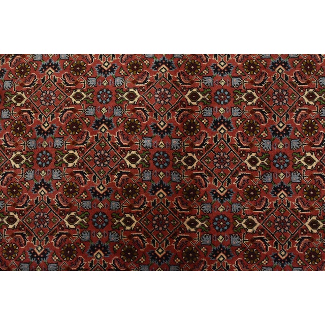 Red Bidjar Rug 8’2” X 8’5” Red Wool Vintage Traditional Hand-Knotted Carpet For Sale - Image 8 of 13