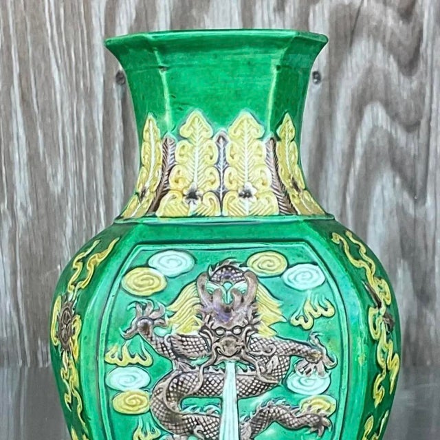 Vintage 1920s Asian Dragon Vase For Sale - Image 11 of 13
