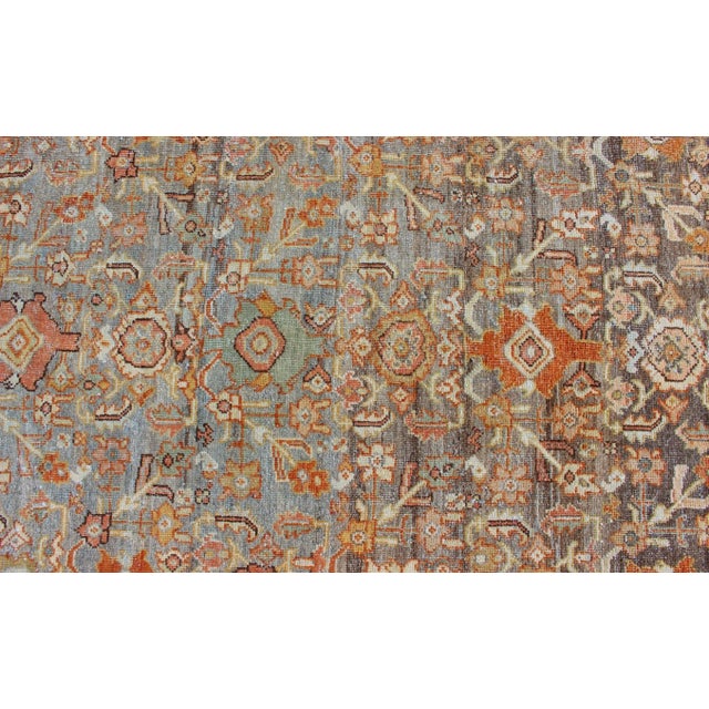 Antique Persian Sultanabad Rug With a Soft Sky Blue Field With Stylized Palmette 4'4 X 9'4 For Sale - Image 9 of 12