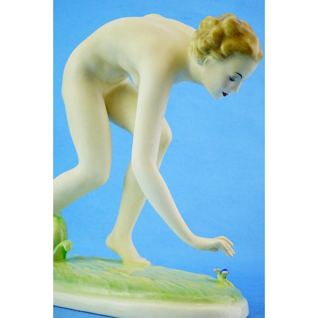 20th Century Art Deco Ceramic Nude Woman Sculpture by Josef Lorenzl for Goldscheider, Austria For Sale - Image 13 of 18