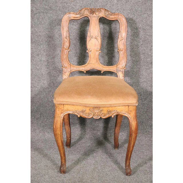 Tan Period 1770s Era Italian Provincial Walnut Desk or Vanity Chair For Sale - Image 8 of 13