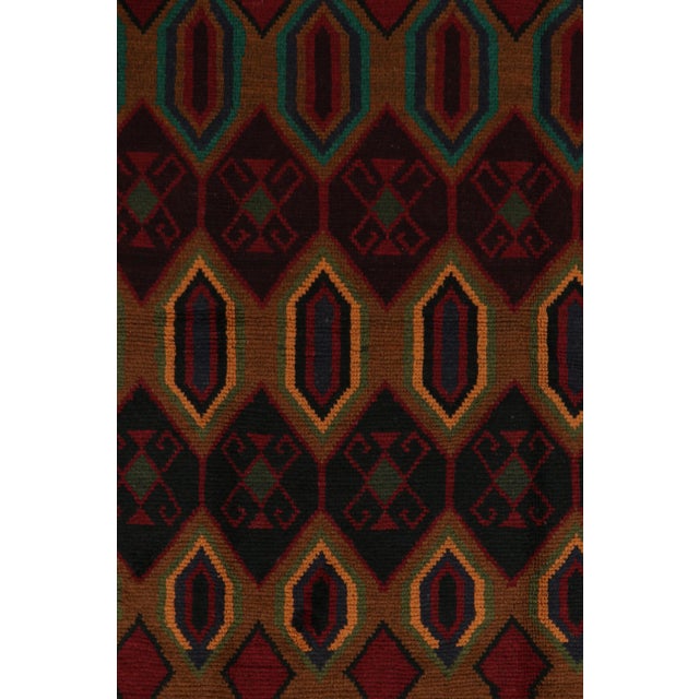 Tribal Rug & Kilim’s Baluch Tribal Rug in Rust Tones With Colorful Hexagon Patterns For Sale - Image 3 of 7