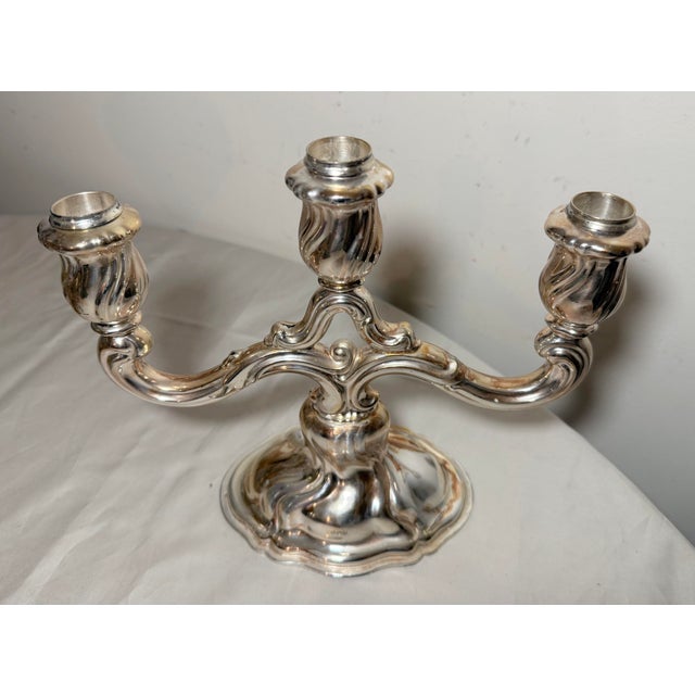 Vintage 460 Grams Sterling Silver 3 Arm Candle Holder Candelabra Art Nouveau For Sale In New York - Image 6 of 12