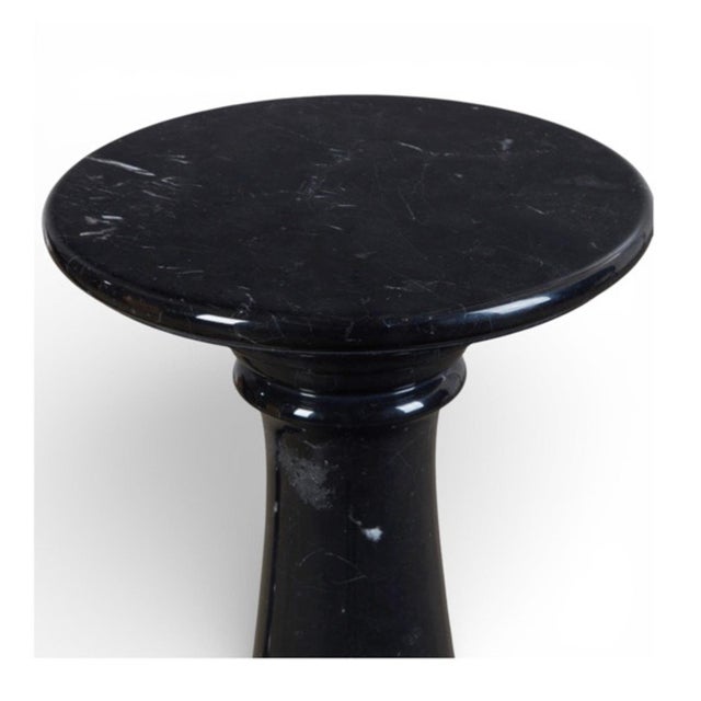 Pair Nero Marquina Marble Pedestals For Sale - Image 4 of 5