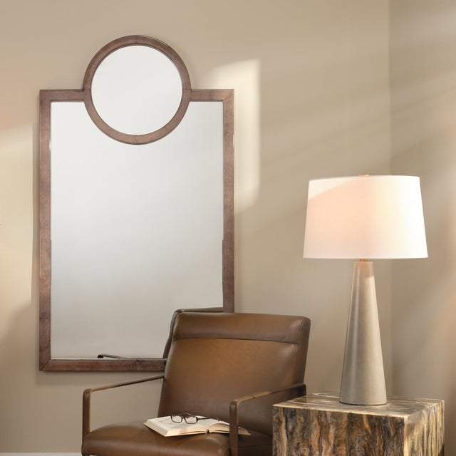 Keystone Mirror, Dove Ash Grey Vellum The dramatic scale of this full-length wall mirror makes it an impressive focal...