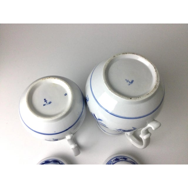 Ceramic Antique Meissen Porcelain Blue Onion Coffee Pots- a Pair For Sale - Image 7 of 11