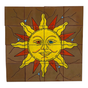 1990s Sun Face Tile Art