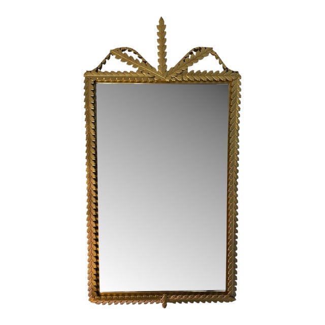 Gold Leaf Mirror Neoclassical Empire Metal Laurel Leaves For Sale