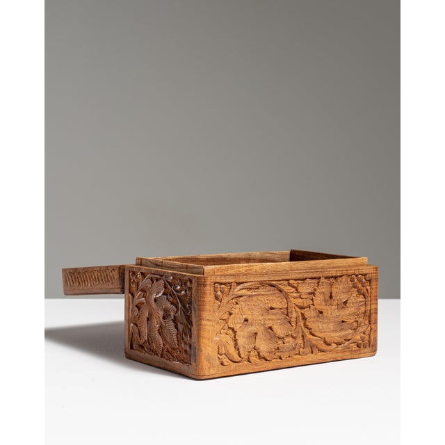 20th Century French Amber Hand-Carved Wood Jewelry Box For Sale - Image 12 of 15