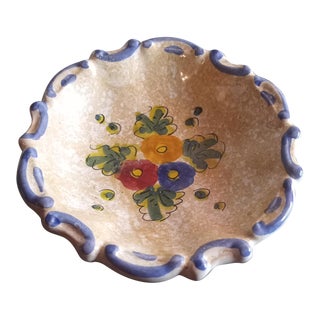 Deruta Italy Handpainted Ruffled Decorative Miniature Bowl For Sale