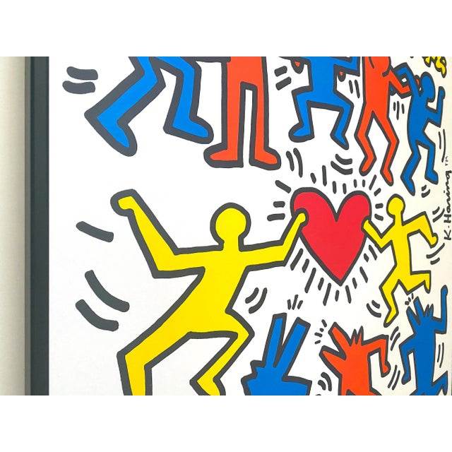Keith Haring Estate Vintage 1991 Lithograph Print Framed Large Pop Art Poster " Love ( Unity ) " 1989 For Sale In Kansas City - Image 6 of 13