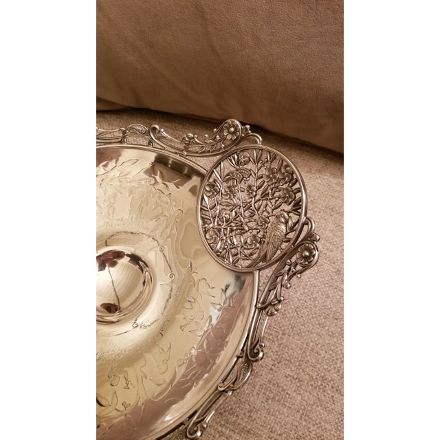 Japanese Antique Japanesque Silver Plated Basket For Sale - Image 3 of 11