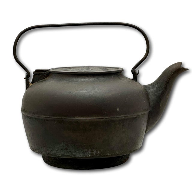 Excellent Large Size Antique Classic American Style Cast Iron Stove Top Kettle With Nice Original Patina - Patent 1871 For Sale - Image 12 of 18