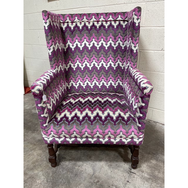 Fantastic laser cut chenille velvet in purple tones and white flame stitch pattern. Great modern mix with traditional...