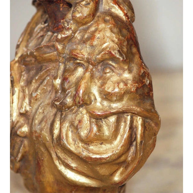 Mid 18th Century Giltwood and Polychrome Bust With Clock For Sale - Image 5 of 7