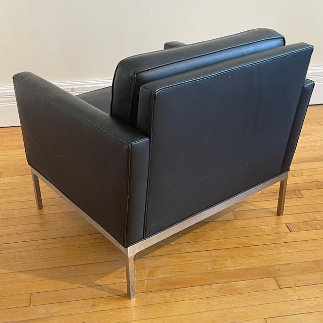 1970s Nicos Zographos Limited Leather & Stainless Steel Club Chairs - A Pair For Sale In New York - Image 6 of 6