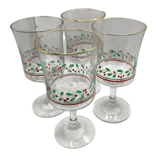 Set of 4 Vintage Arby's Christmas Collection Wine Goblets - A Set of 4 For Sale
