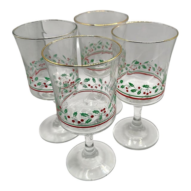 Set of 4 Vintage Arby's Christmas Collection Wine Goblets - A Set of 4 For Sale