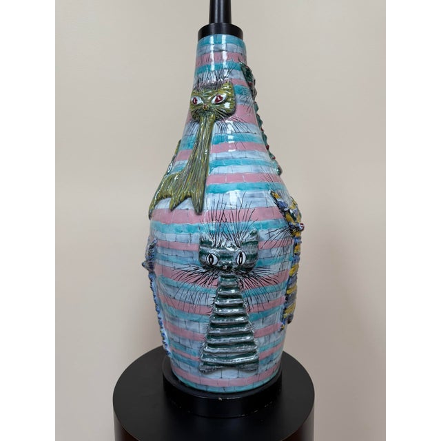 1960s Italian Large Ceramic Cat Lamp Attributed to San Polo Venice For Sale - Image 15 of 18