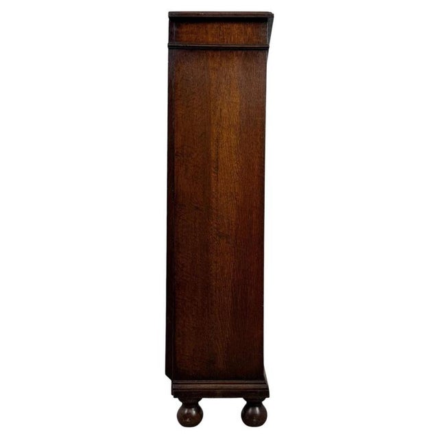 Wood Early 20th Century Antique English Oak Glazed Display Cabinet For Sale - Image 7 of 12