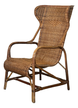 Wicker and Bamboo Armchair, 1970s