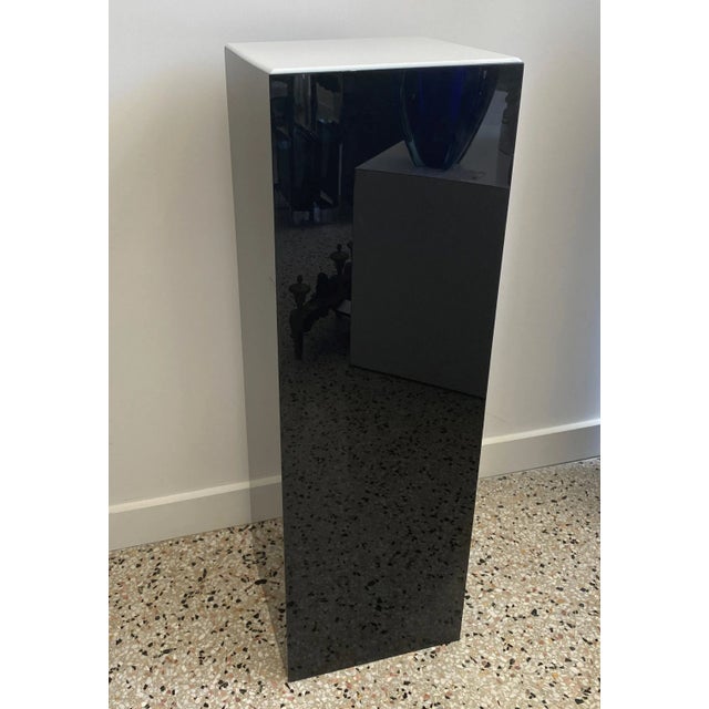 Pedestal Illuminated Black and White Lucite For Sale - Image 4 of 12