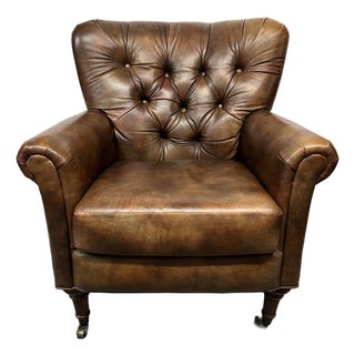 Flexsteel Tufted Leather Arm Chair For Sale