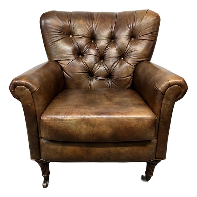Flexsteel Tufted Leather Arm Chair For Sale