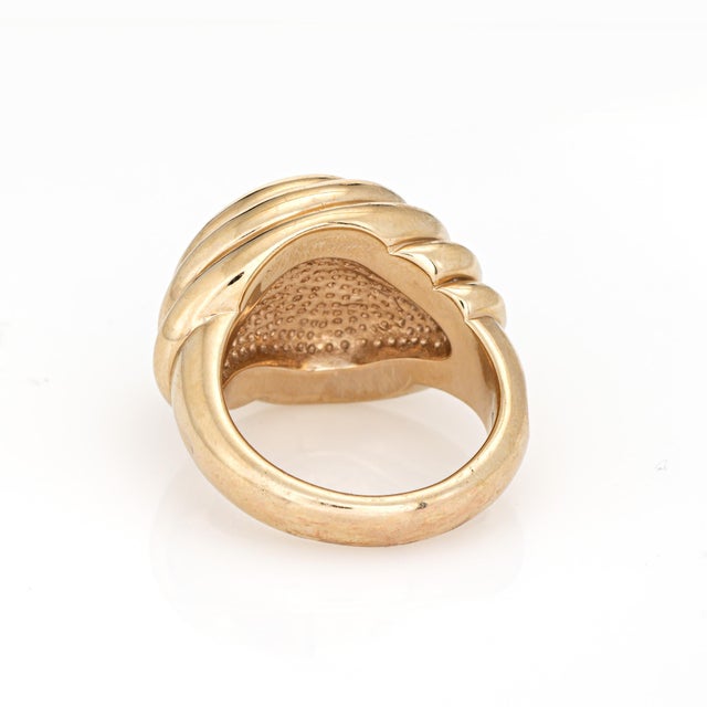 Mid 20th Century Turquoise Swirl Ring Size 9 Estate 14k Rose Gold Cocktail Fine Jewelry For Sale In Los Angeles - Image 6 of 7