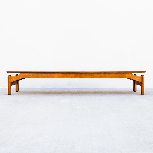 Mid-Century Modern Restored 1950s Walnut Bench or Low Coffee Table Attributed to Greta Grossman For Sale - Image 3 of 18