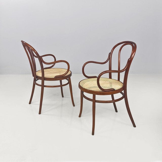Set of Mid-Century Italian Beech Wood and Vienna Straw Chairs from Thonet, 1950s For Sale - Image 15 of 16