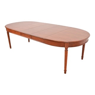 Henredon Style French Regency Louis XVI Teak Extension Dining Table, Newly Refinished For Sale