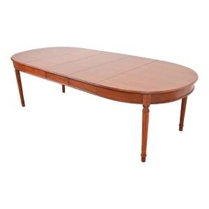 Henredon Style French Regency Louis XVI Teak Extension Dining Table, Newly Refinished