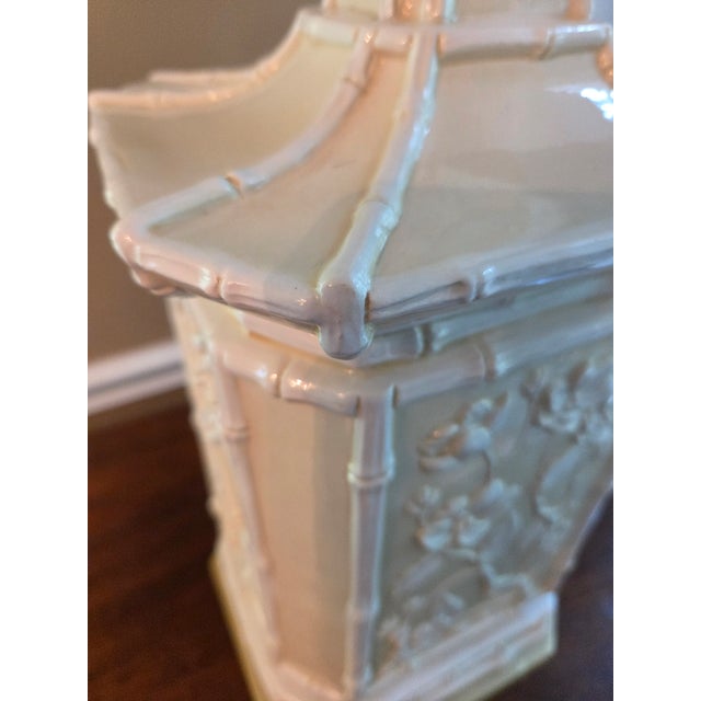 Vintage Regency Glazed Ceramic Pagoda Lamp For Sale - Image 9 of 13