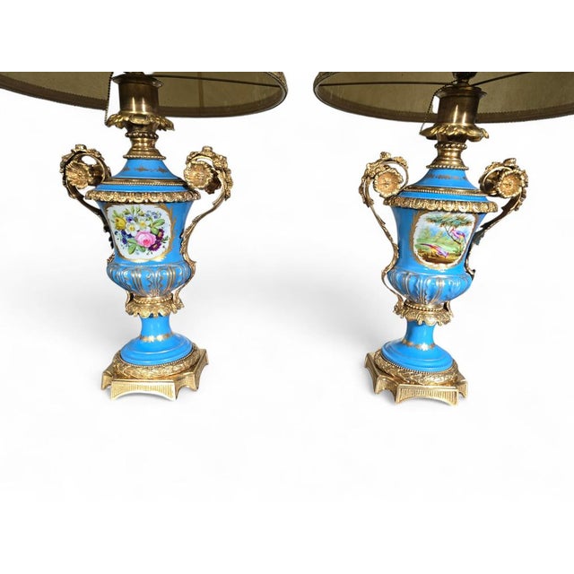 19th Century French Porcelain and Gilt Bronze Lamps in the style of Sèvres, 1890s For Sale - Image 4 of 13