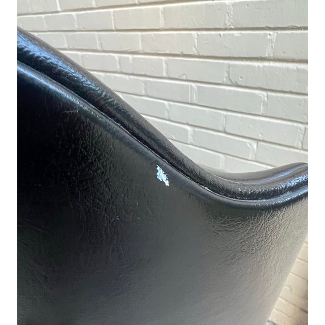 Black Chic Vintage Hollywood Regency Black Leather Side Chair With Brass Handle For Sale - Image 8 of 10