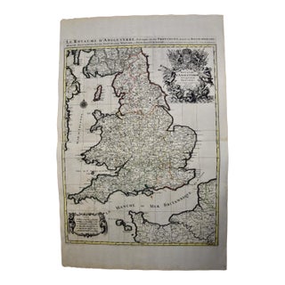 Great Britain, N. France: A Large 17th C. Hand-Colored Map by Sanson and Jaillot, 1693 For Sale