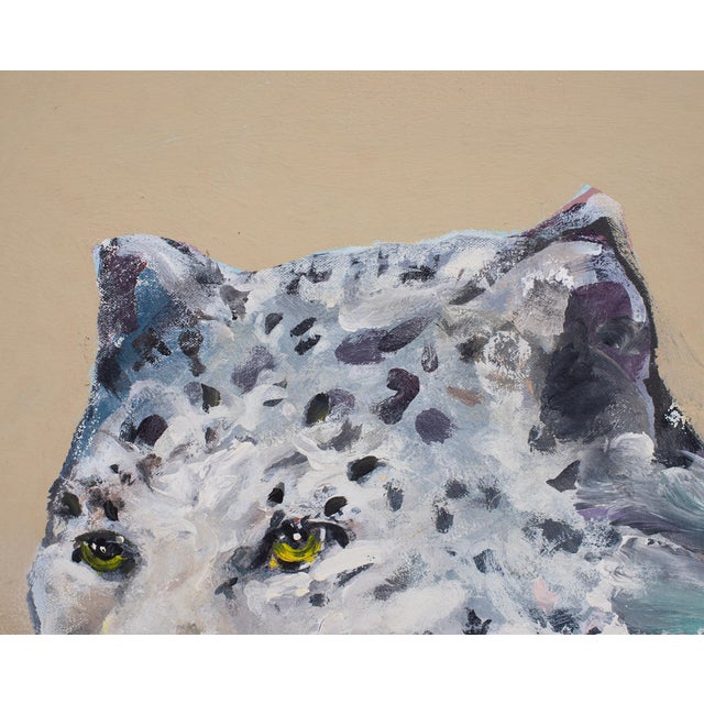 Ira Yeager 20th C. Snow Leopard Oil Canvas Painting 6 Ft For Sale - Image 10 of 18