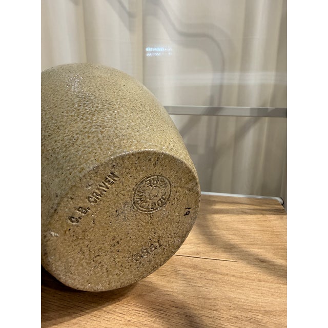 Late 20th Century c.p. Craven North Carolina Studio Pottery Vase - Hand Thrown Folk Pottery, Warm Honey Glaze For Sale - Image 4 of 5