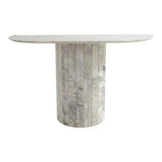 1980s Marble Demi Lune Console Table For Sale