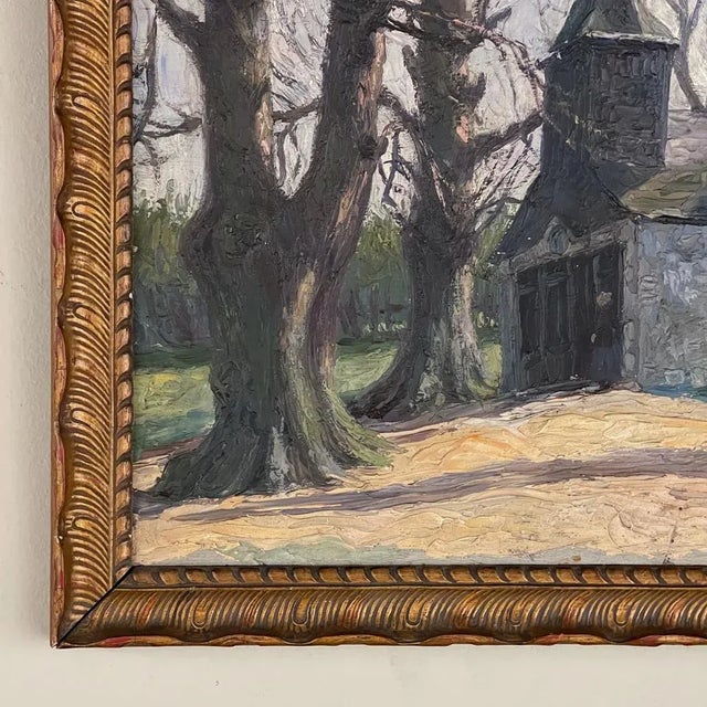 Wood Antique Framed Oil Painting on Board by J S Burnet For Sale - Image 7 of 12