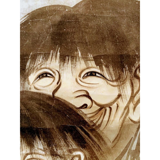 18th Century Large Antique Zen Japanese Ink Scroll After Sesson Shukei For Sale - Image 5 of 13