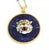Estate Lapis Enamel 18k Yellow Gold 3D Tiger Head Round Pendant & Chain For Sale - Image 4 of 8