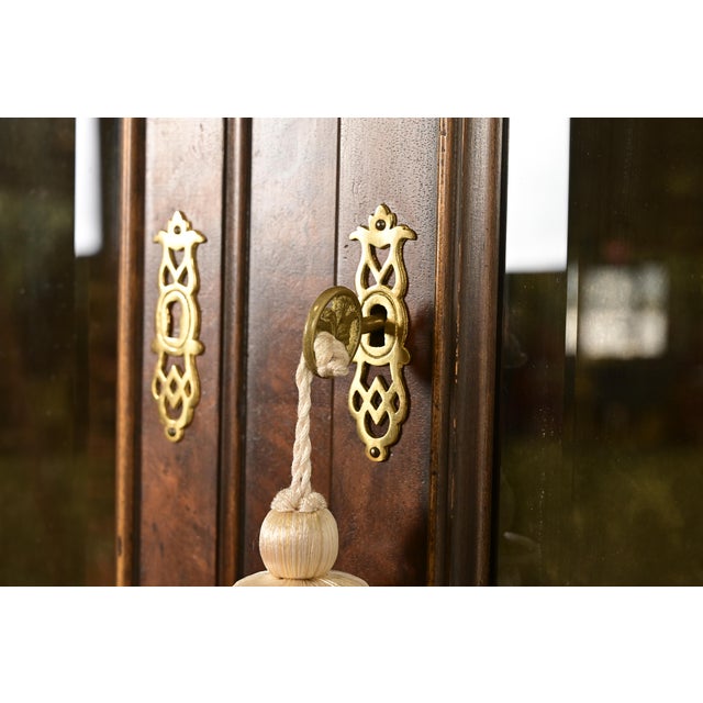Brown Baker Furniture Georgian Banded Burled Walnut Drop Front Secretary Desk With Bookcase Hutch For Sale - Image 8 of 16